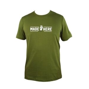 New MADE HERE The General Cotton Men’s Tee Cargo Green Short Sleeve T-Shirt